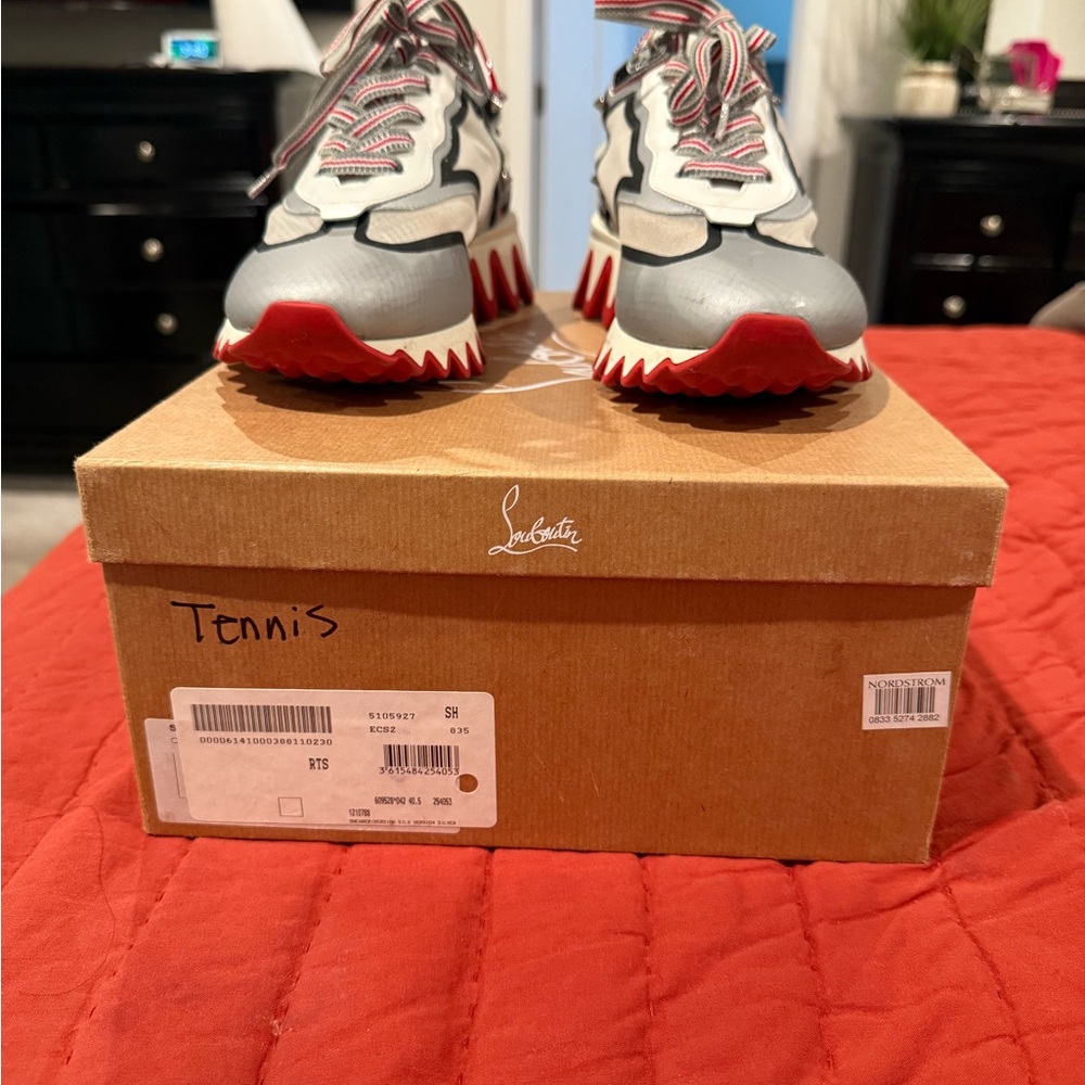 Christian Louboutin Gray and Red Sneakers